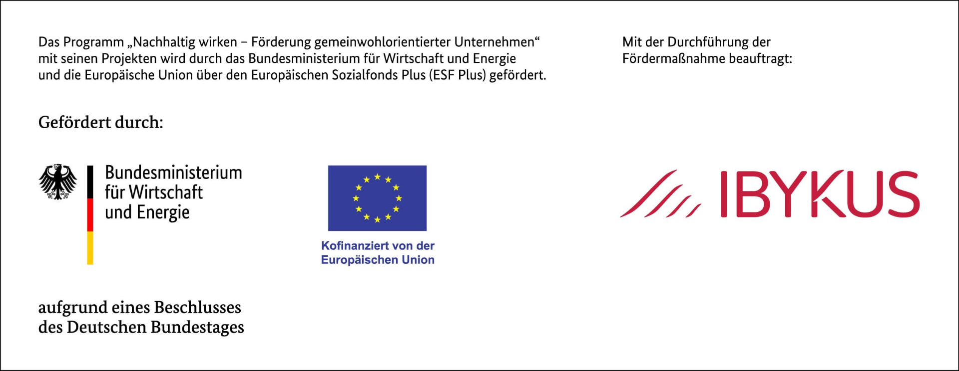 Gefördert durch das Bundesministerium für Wirtschaft und Energie und kofinanziert von der Europäischen Union im Programm „Nachhaltig wirken“; Durchführung: IBYKUS